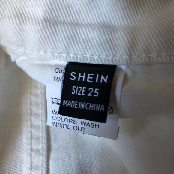 NEW SHEIN Off White High Waisted Wide Leg Jeans - Size 25 - Picture 3 of 9